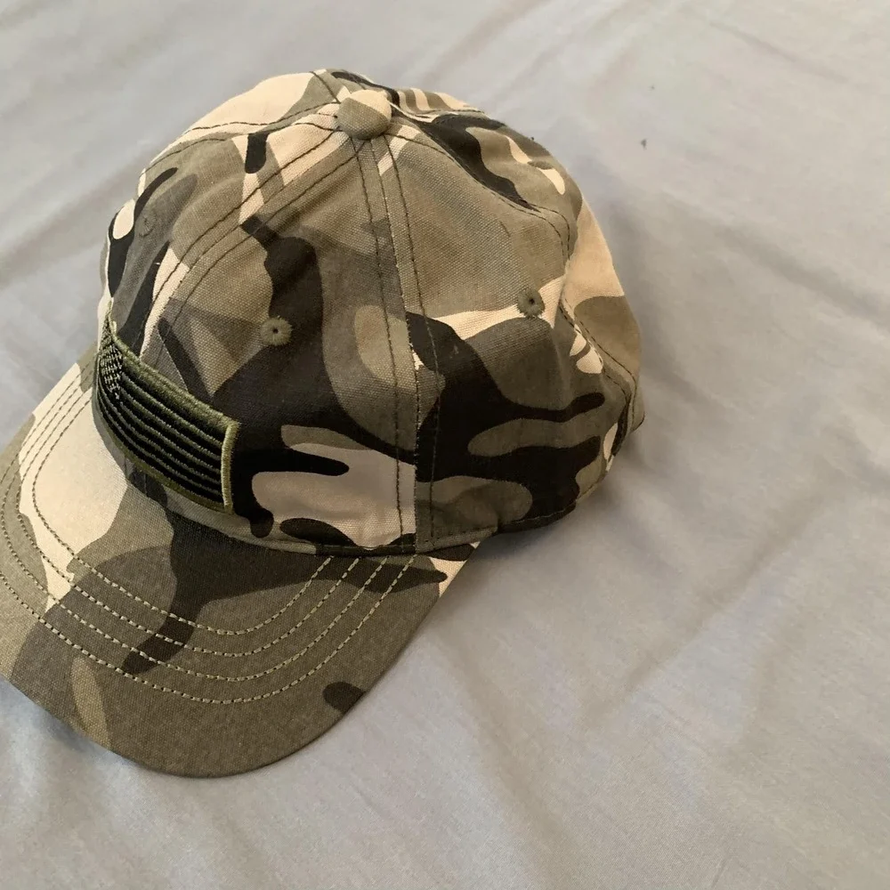 Camo‎ American Flag Hat Baseball Cap Mens One Size Green Patriotic USA Army